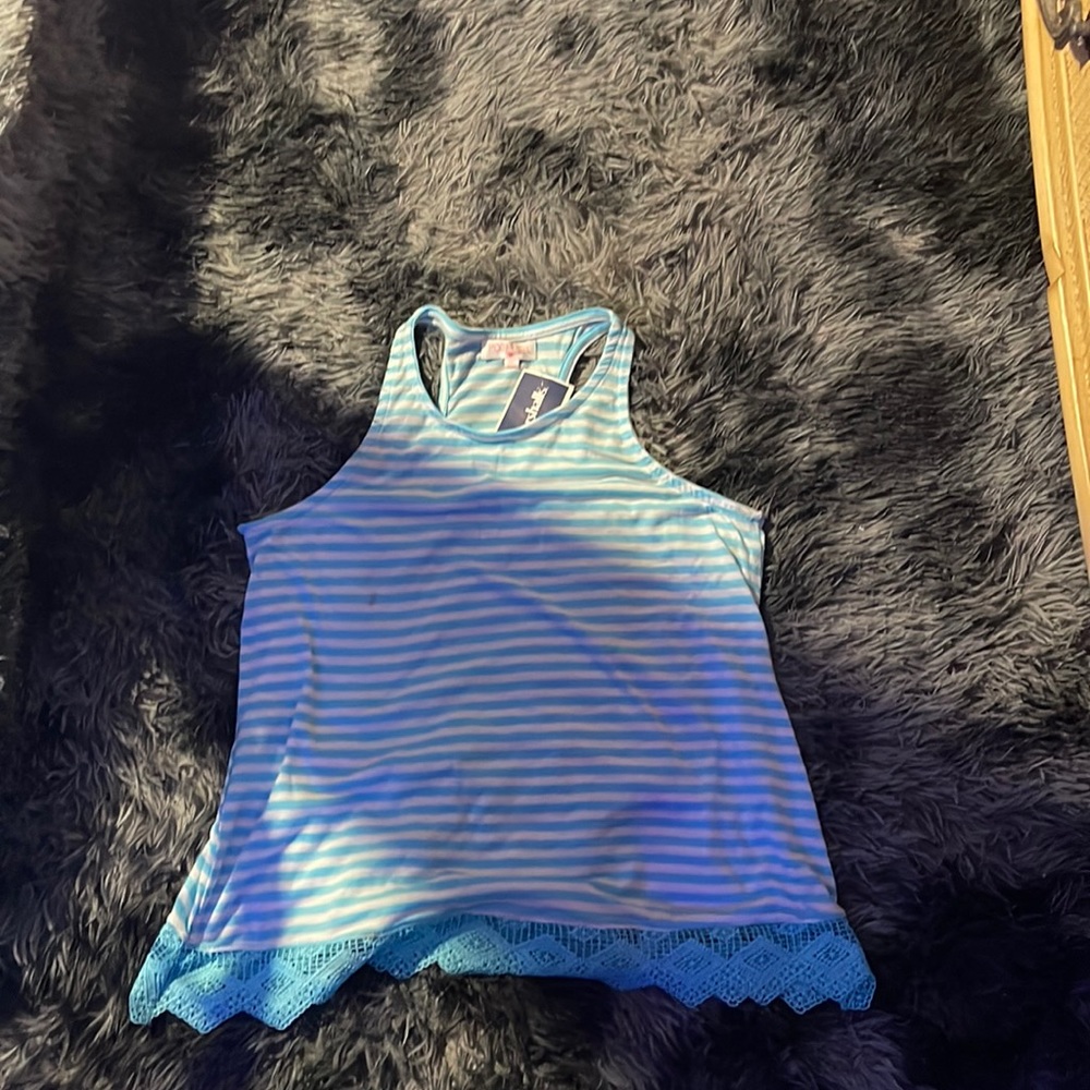 Blue and white kids tank top
